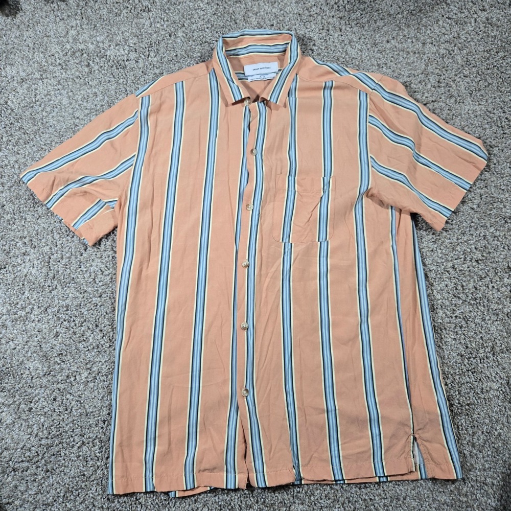 Urban Outfitters UO Peach Striped Resort Camp Collar Button Down Shirt Size S